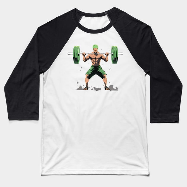 zoro lifting weights Baseball T-Shirt by enzo studios